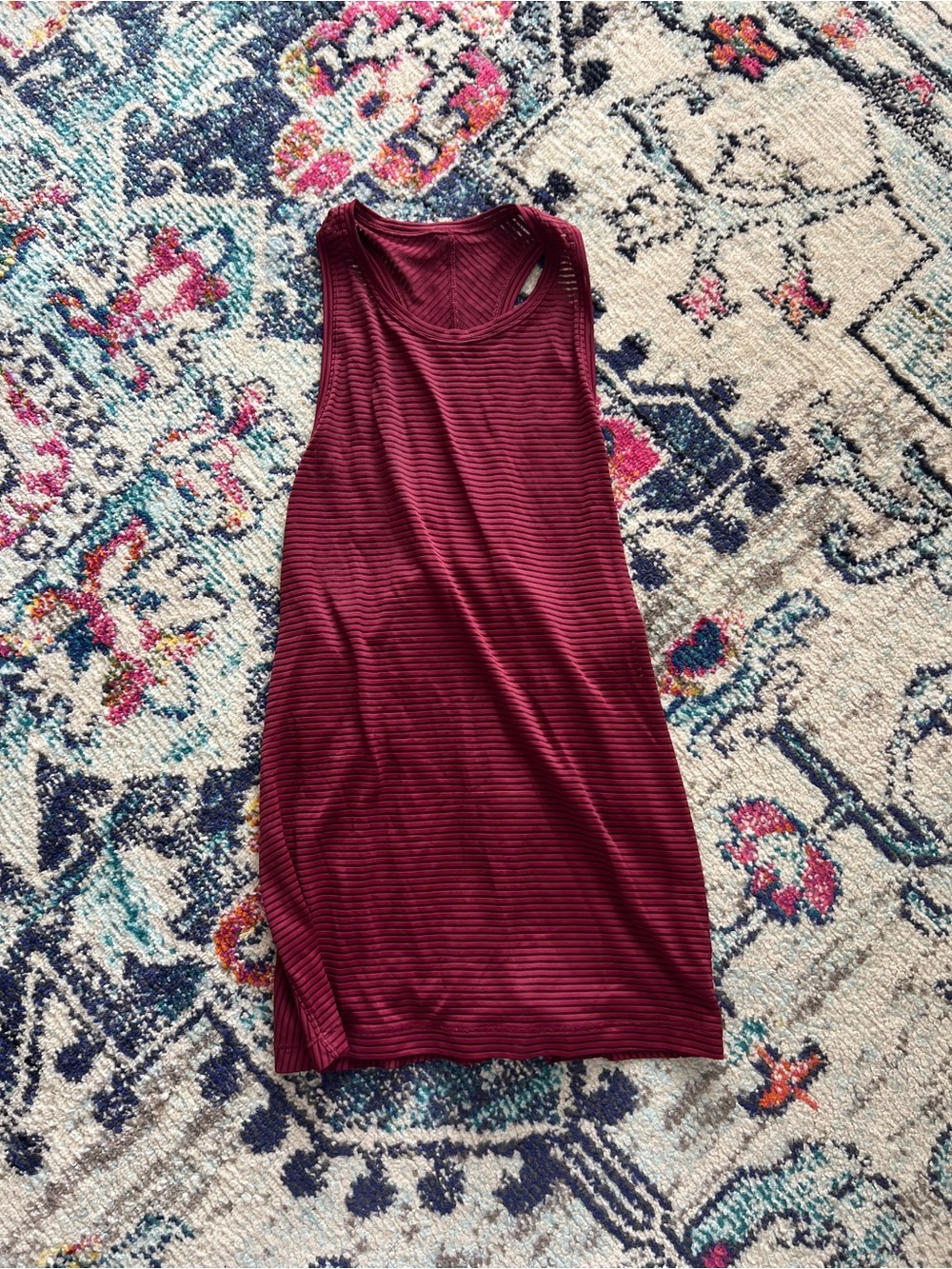 lululemon athletica Burgundy Maroon Striped Sleeveless Tank Open Back